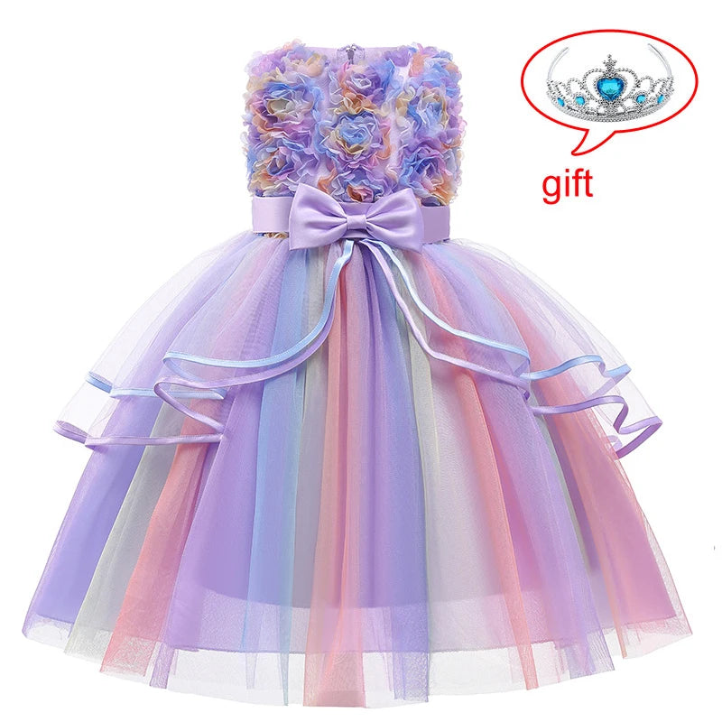 Girls Princess Party Flower Dress Vestido 4 6 12 Y