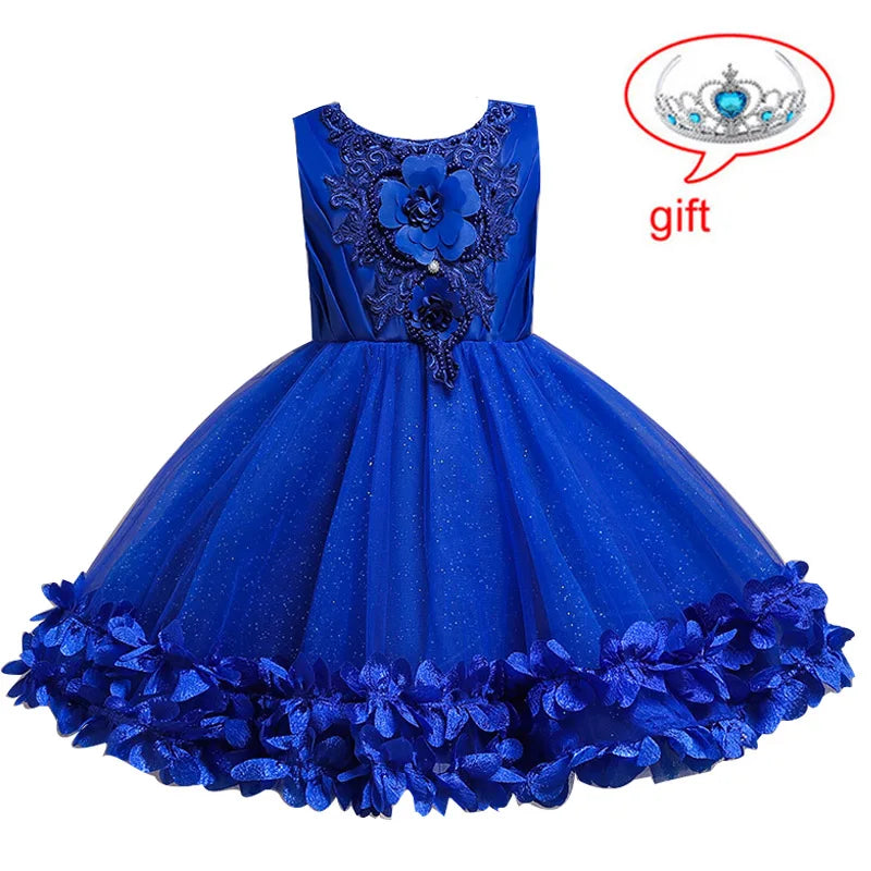 Girls Princess Party Flower Dress Vestido 4 6 12 Y