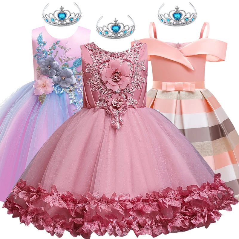 Girls Princess Party Flower Dress Vestido 4 6 12 Y