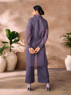 Ethereal Grey Floral Organza Ensemble Co-Ord Set for Festive Wear