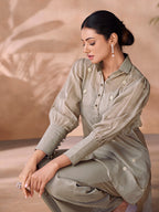 Serene Grey Handwork Organza Co-Ord Set for Festive & Party Wear