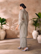 Serene Grey Handwork Organza Co-Ord Set for Festive & Party Wear