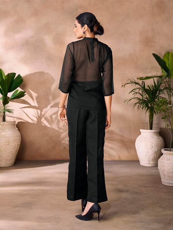 Premium Black Couture Organza Co-Ord Set with Elegant Look - Image 4