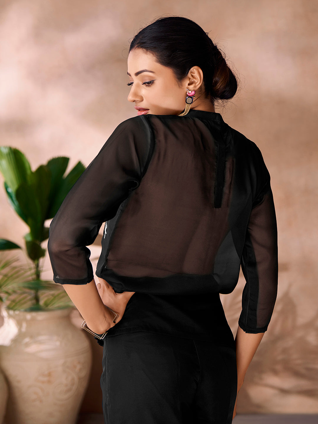 Premium Black Couture Organza Co-Ord Set with Elegant Look