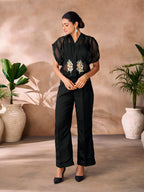 Black Luxe Organza Statement Co-Ord Set for Party & Festive Wear