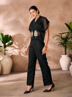 Black Luxe Organza Statement Co-Ord Set for Party & Festive Wear