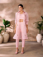 Premium Peach Designer Organza Co-Ord Set for Festive Wear