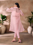 Premium Peach Designer Organza Co-Ord Set for Festive Wear