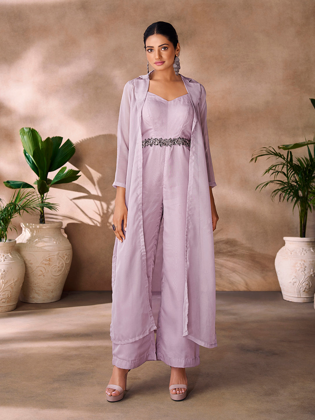 Premium Lavender Organza Co-Ord Set for Festive & Party Wear