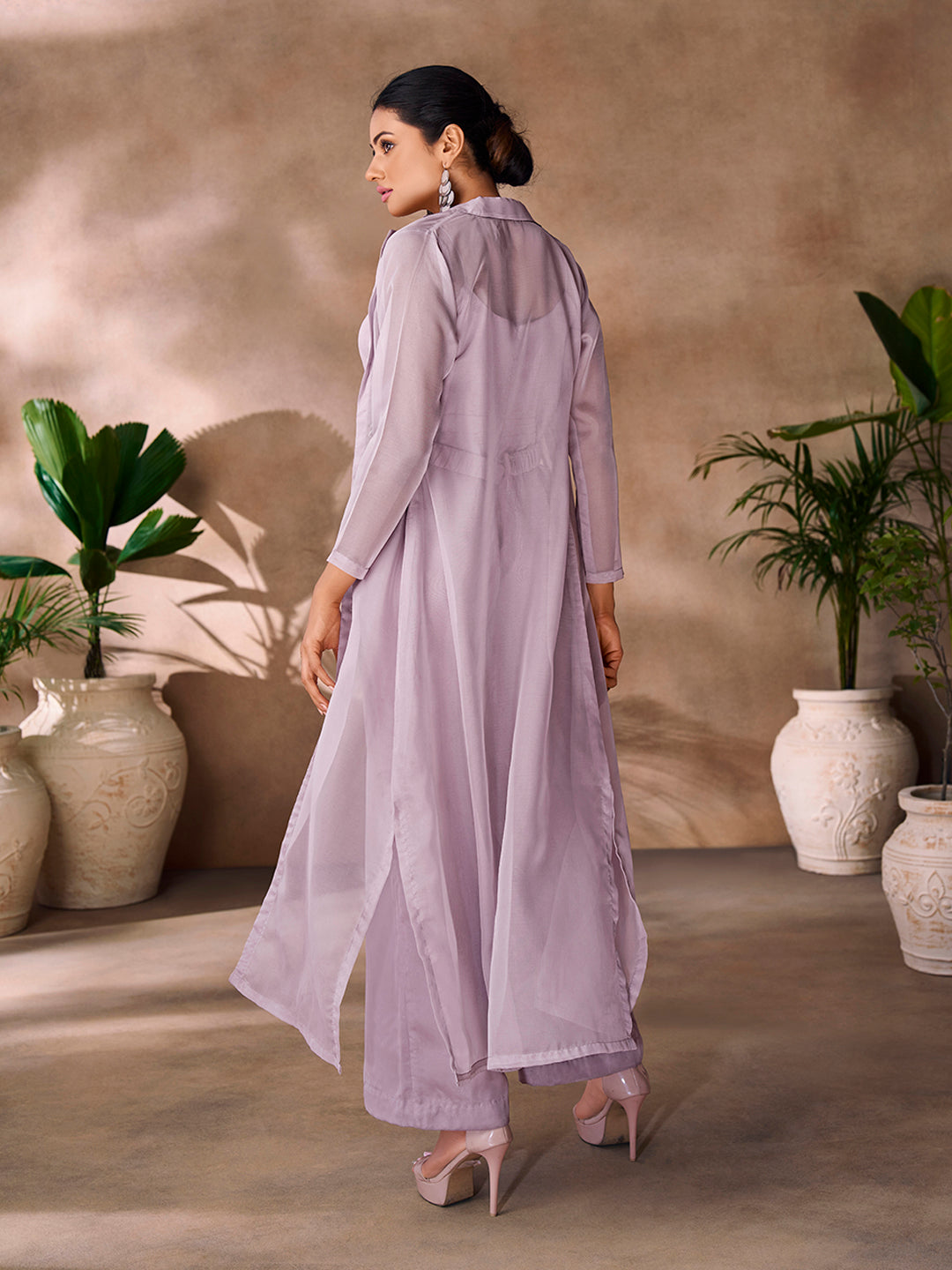 Premium Lavender Organza Co-Ord Set for Festive & Party Wear