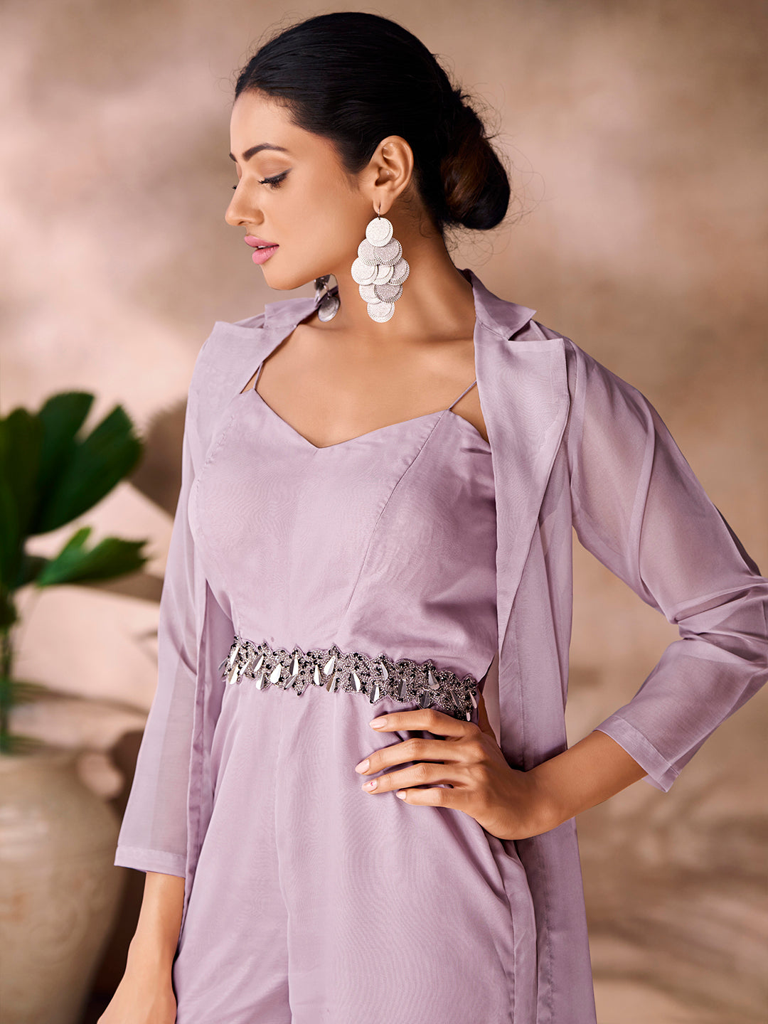 Premium Lavender Organza Co-Ord Set for Festive & Party Wear