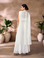 Premium White Georgette Hand Embellished Co-Ord Set for Women