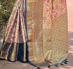 Navy Blue Original Dharmavaram Silk Traditional Zari Woven Saree