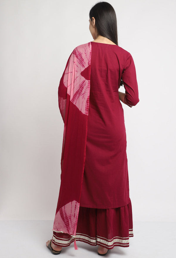 Pure Cambric Cotton Embroidered Kurta Set With Dupatta - Image 3