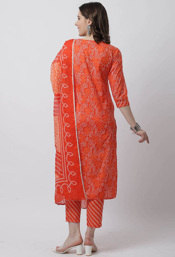 Pure Cambric Cotton Jaipuri Printed & Embroidered Kurta Set With Dupatta - Image 2