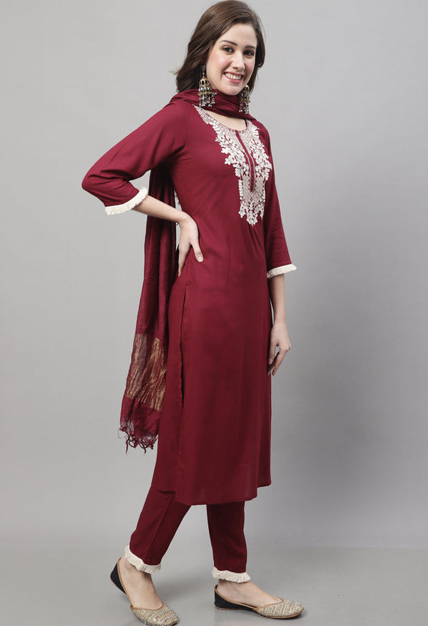 Pure Cotton Dori Work Kurta Set With Dupatta - Image 4