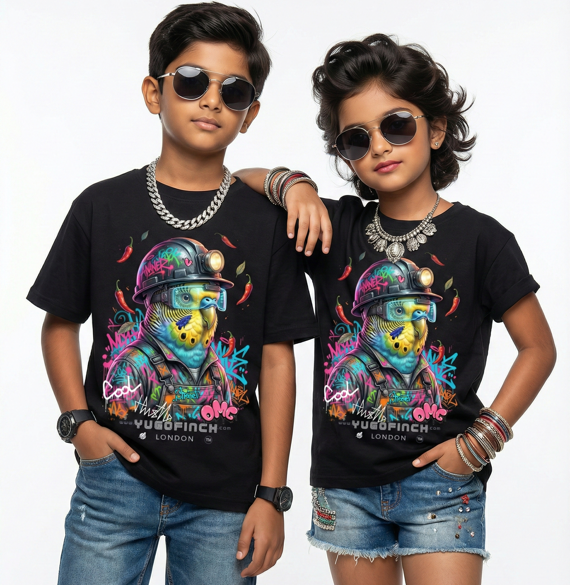 Unisex Crew Neck PARROT T-Shirt - 1 MONTH TO 13 YEARS - 10 COLORS