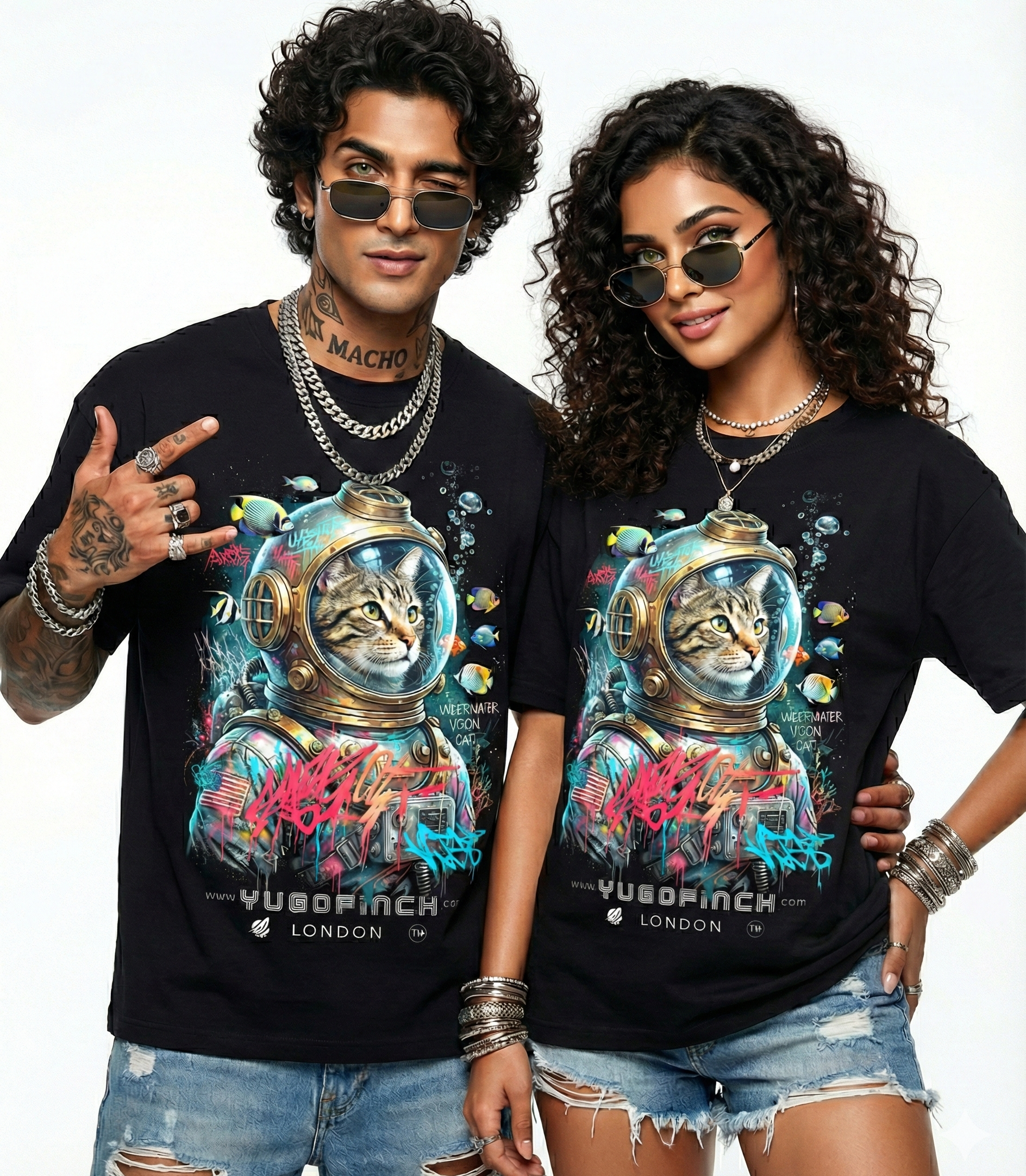 Unisex Supima DIVER CAT T-Shirt