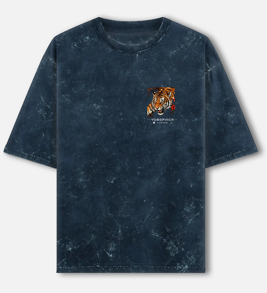 Unisex Acid Washed Tiger Oversized Tee