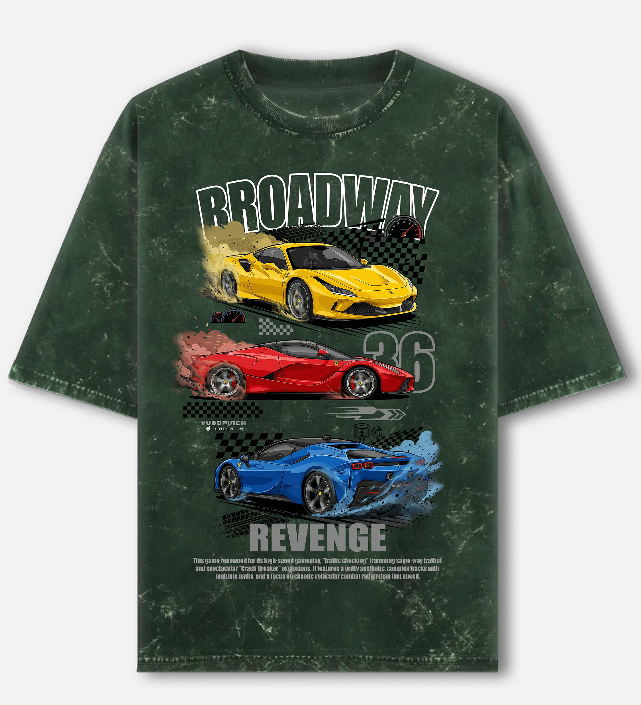 Unisex Acid Washed Oversized Car Tee - 4 colors