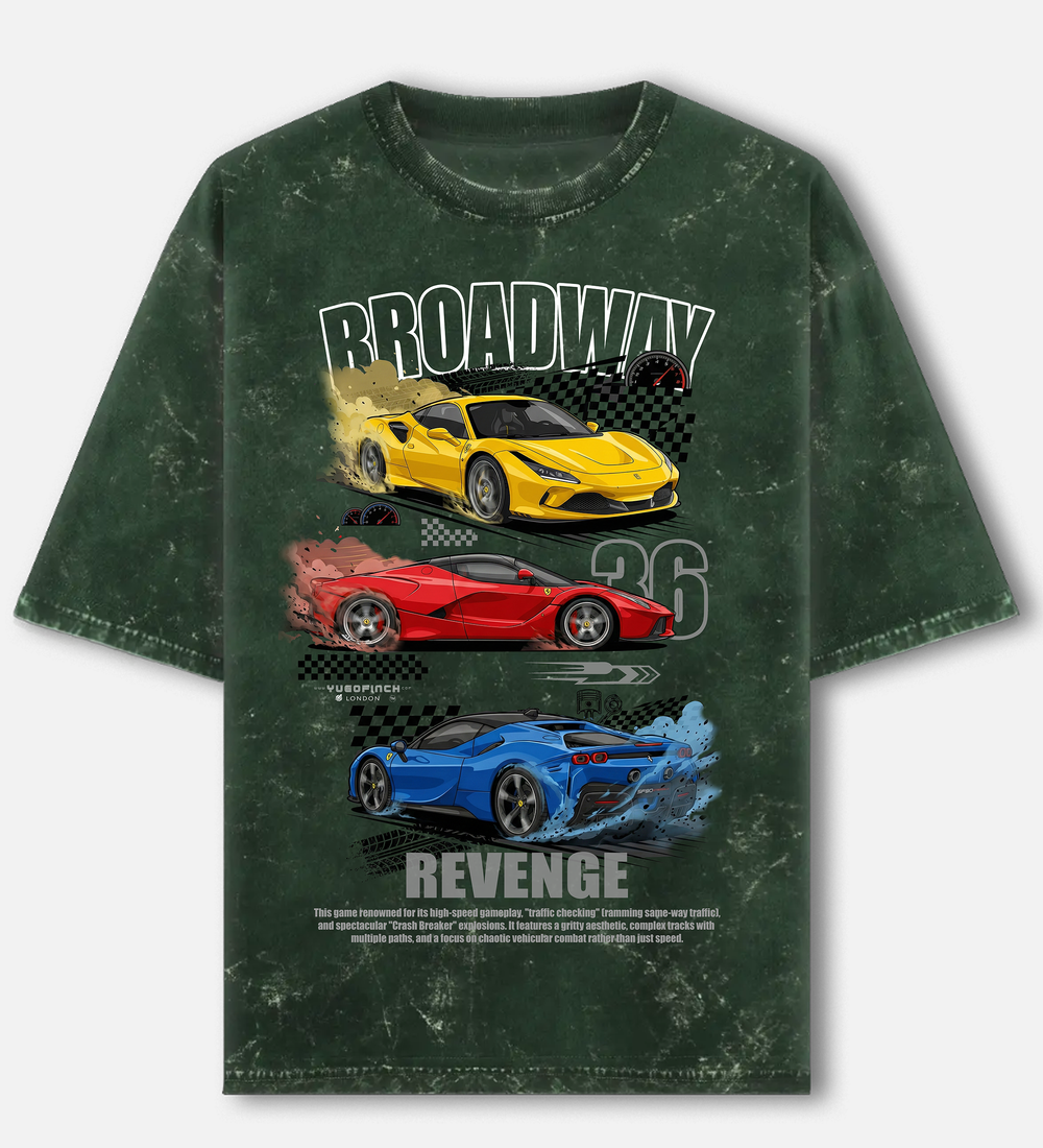 Unisex Acid Washed Oversized Car Tee - 4 colors
