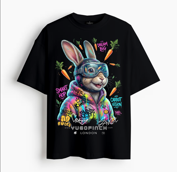 Unisex Crew Neck Kids Rabbit T-Shirt - 1 MONTH TO 13 YEARS - 10 colors - Image 1