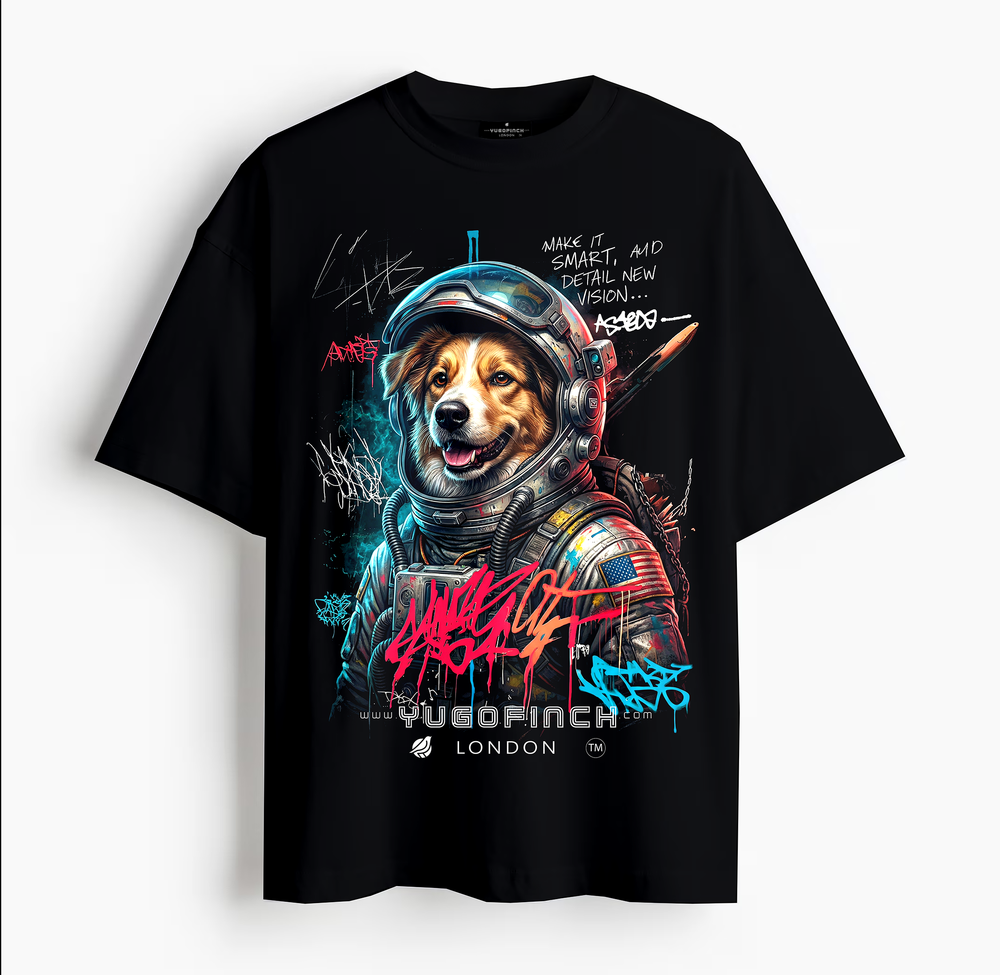 Unisex Supima ASTRO (Colorful) DOG T-Shirt - 3 colors - 9 sizes