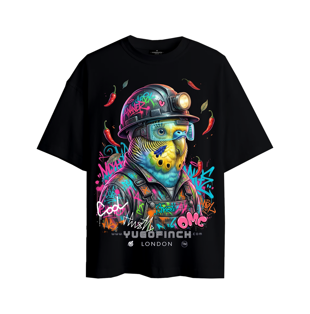 Unisex Supima Budgerigar Miner (Colorful) T-Shirt - 3 base colors - 9 sizes.