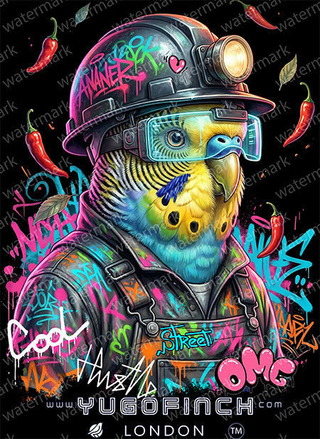 Unisex Supima Budgerigar Miner (Colorful) T-Shirt - 3 base colors - 9 sizes. - Image 4