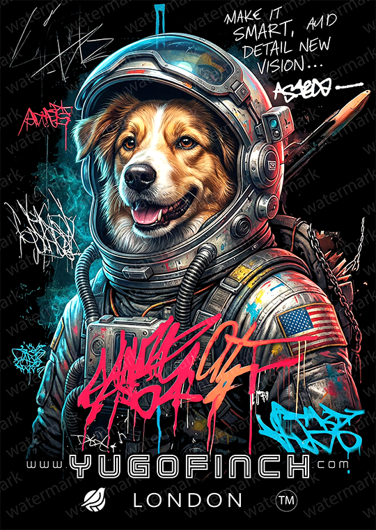 Unisex Supima ASTRO (Colorful) DOG T-Shirt - 3 colors - 9 sizes