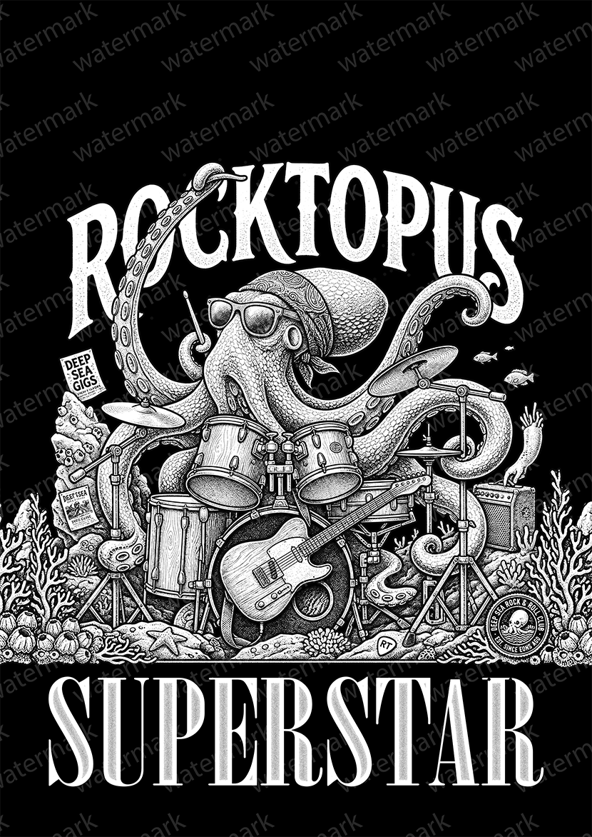 Unisex Kids "Rocktopus" T-Shirt - 5 years to 13 years