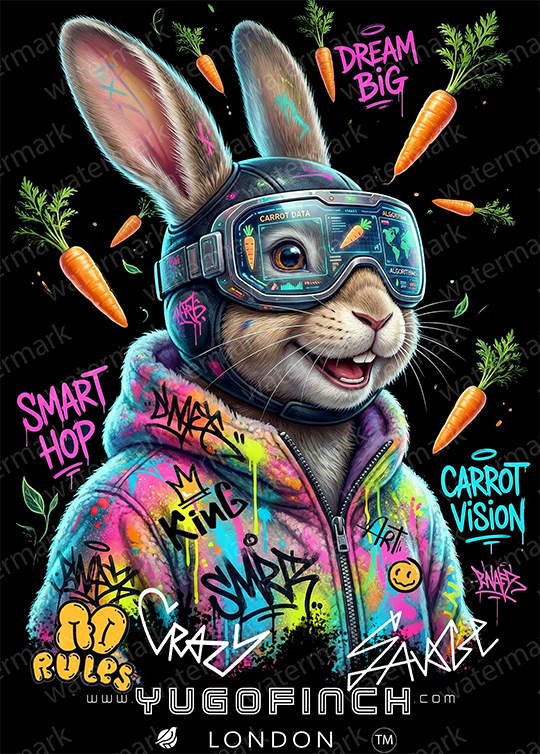 Unisex Crew Neck Kids Rabbit T-Shirt - 1 MONTH TO 13 YEARS - 10 colors - Image 3