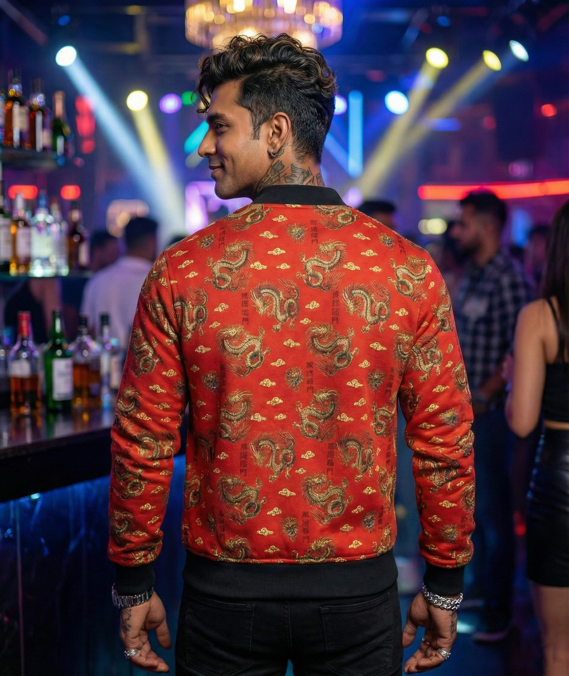MEN'S AOP 240 GSM premium poly brushed fleece  Bomber Jacket