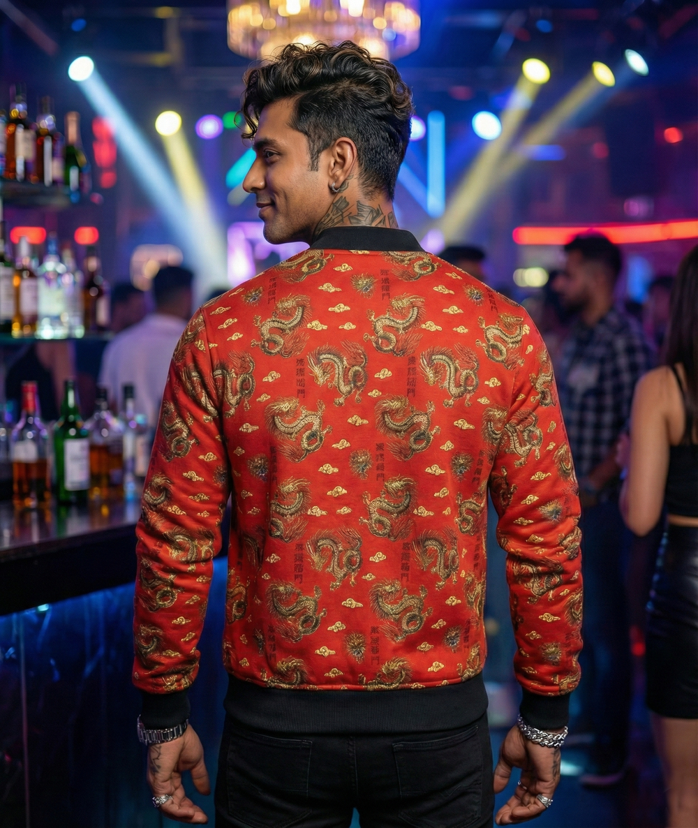MEN'S AOP 240 GSM premium poly brushed fleece  Bomber Jacket