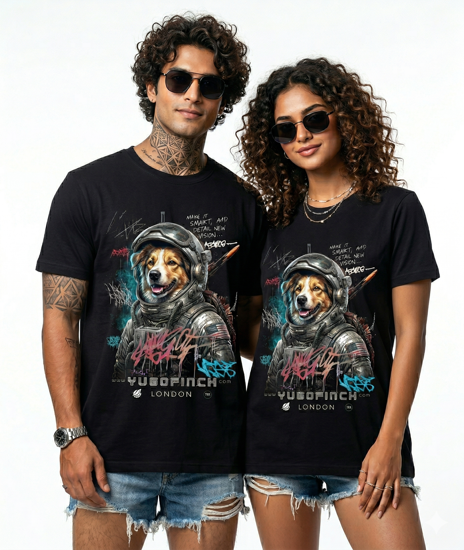 Unisex Supima Astro DOG (Muted)T-Shirt - 3 base colors - 9 sizes