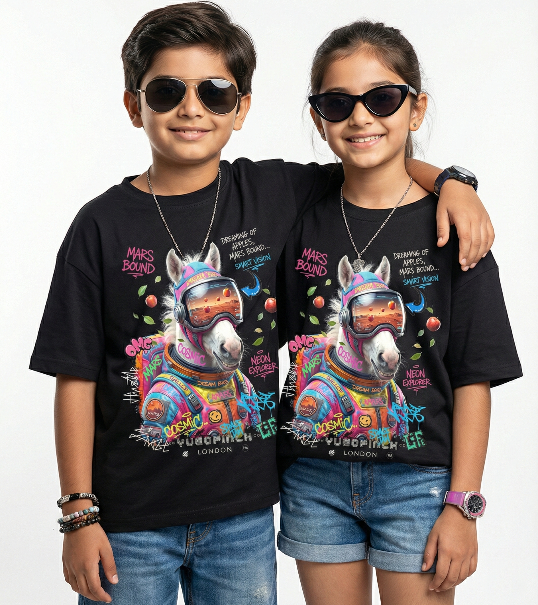Unisex Crew Neck Mars Horse T-Shirt - 1 Month to 13 Years
