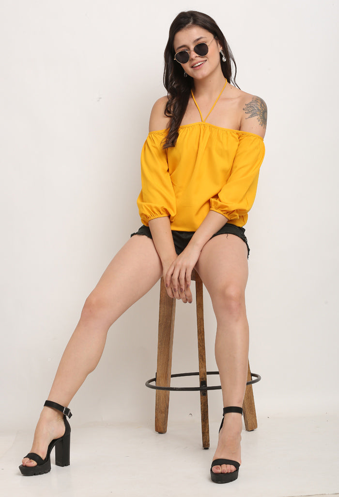 Yellow Polyester Solid Top