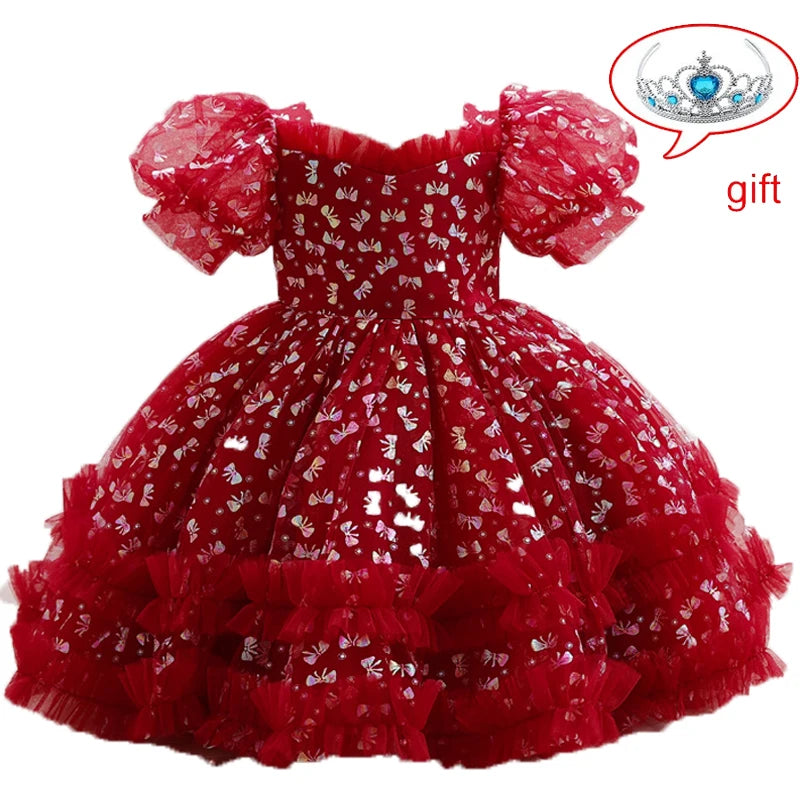 Girls Princess Party Flower Dress Vestido 4 6 12 Y