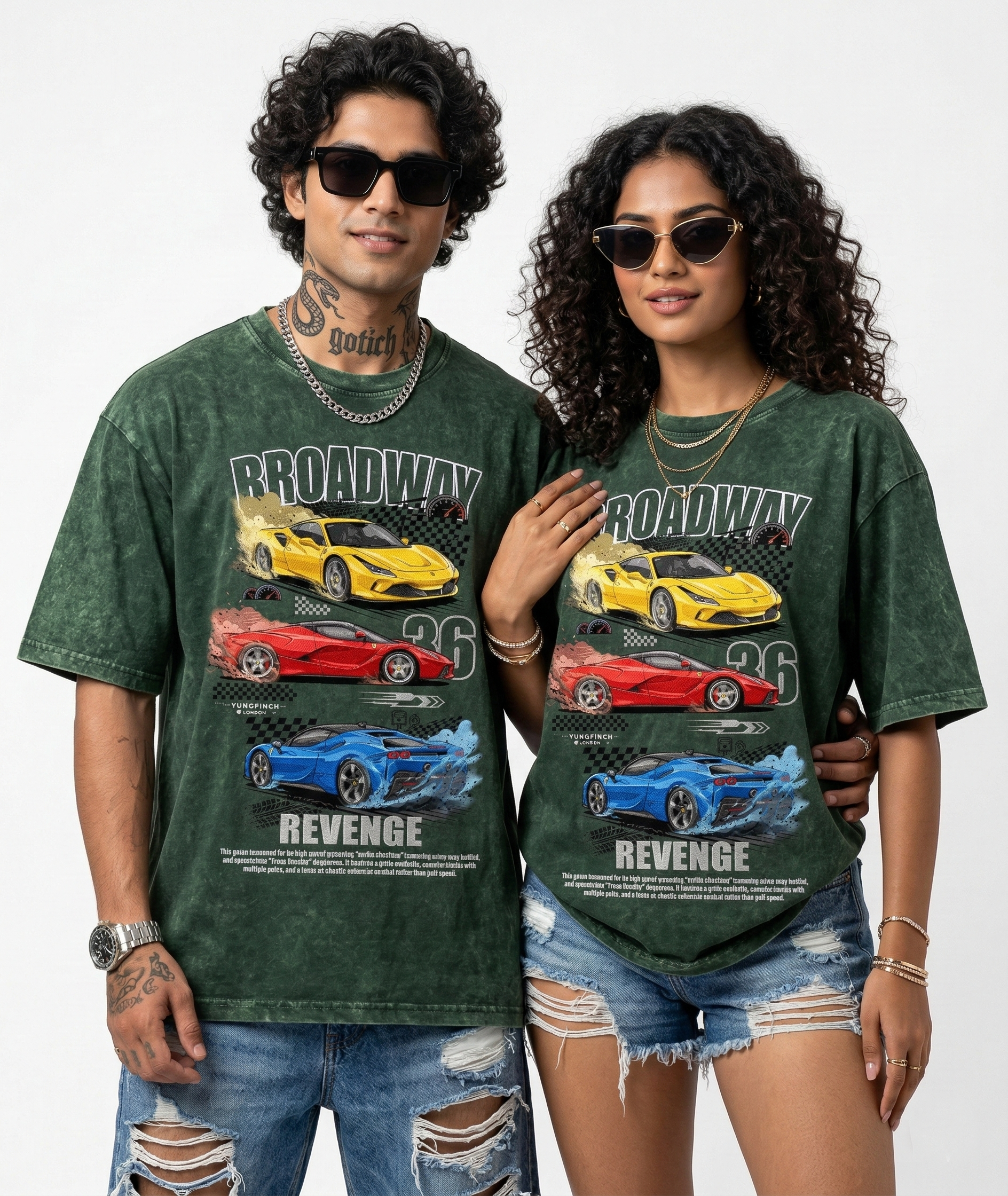 Unisex Acid Washed Oversized Car Tee - 4 colors