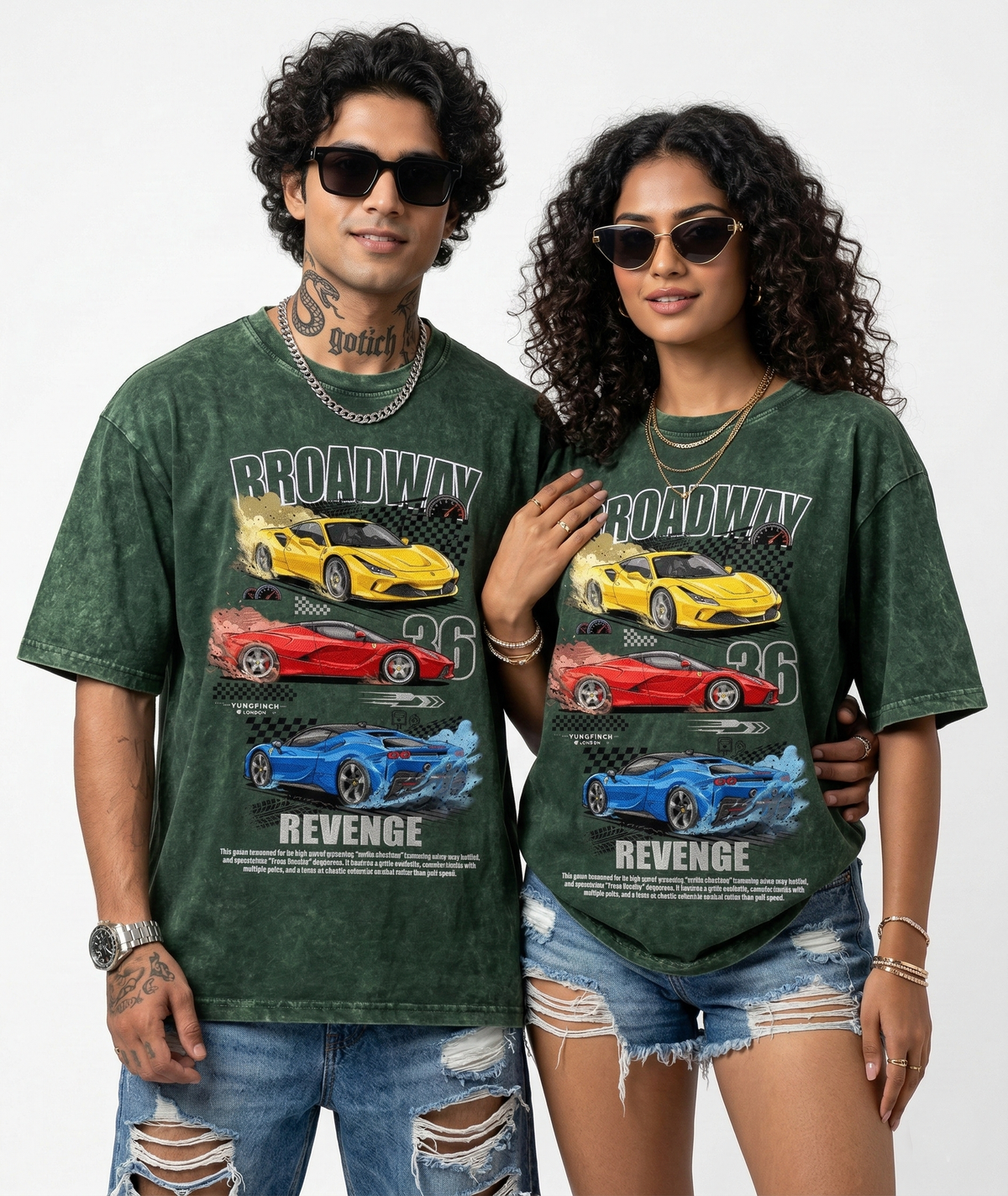 Unisex Acid Washed Oversized Car Tee - 4 colors