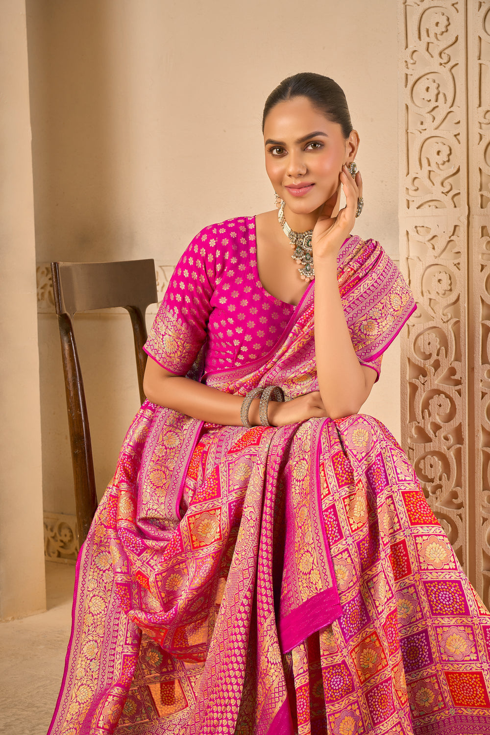 Premium Peachy Pink Saree – Stylish & Sophisticated - Yugo