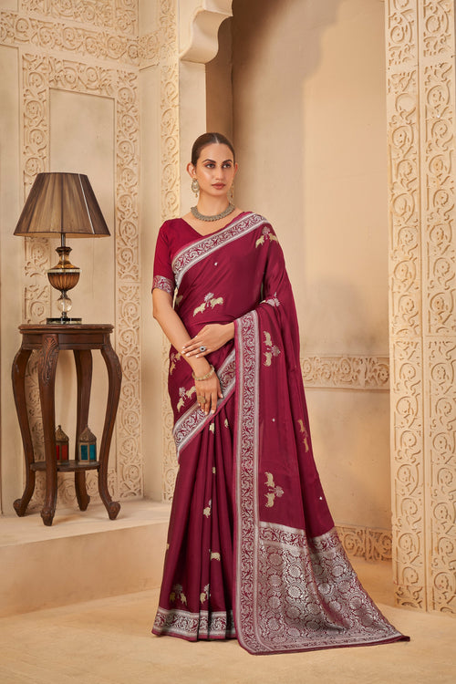 "Classic Maroon Saree – Sophisticated & Festive Choice - Yugo