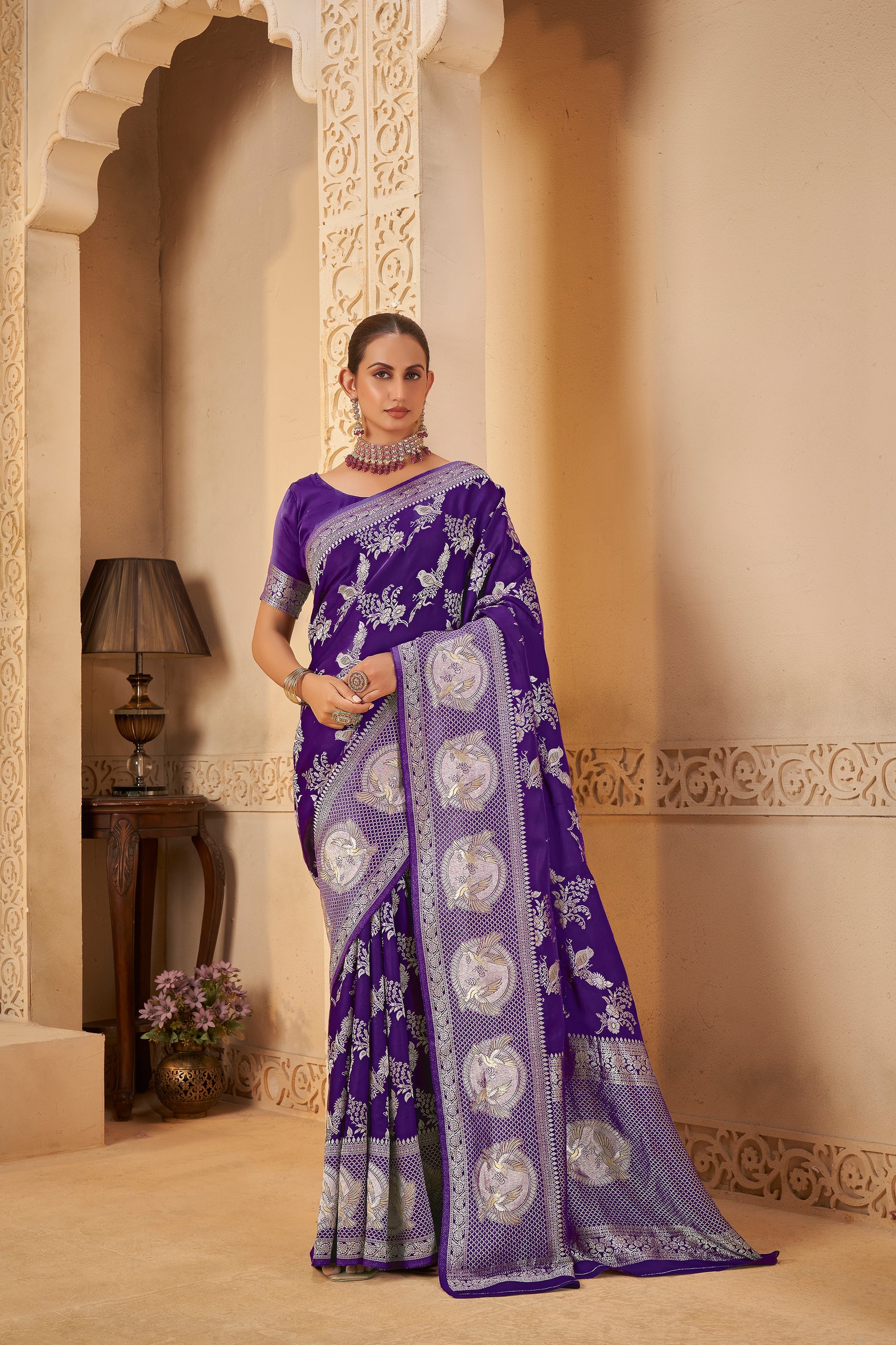 Imperial Violet Saree – Graceful, Glamorous & Timeless - Yugo
