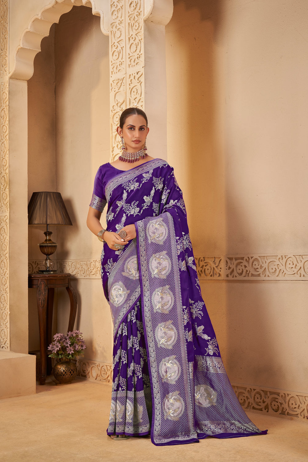 Imperial Violet Saree – Graceful, Glamorous & Timeless - Yugo