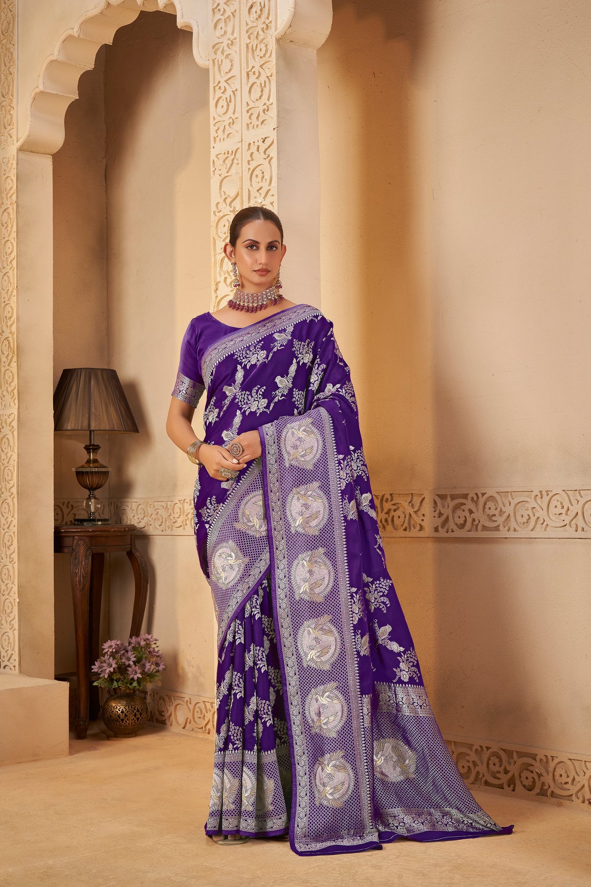 Imperial Violet Saree – Graceful, Glamorous & Timeless - Yugo