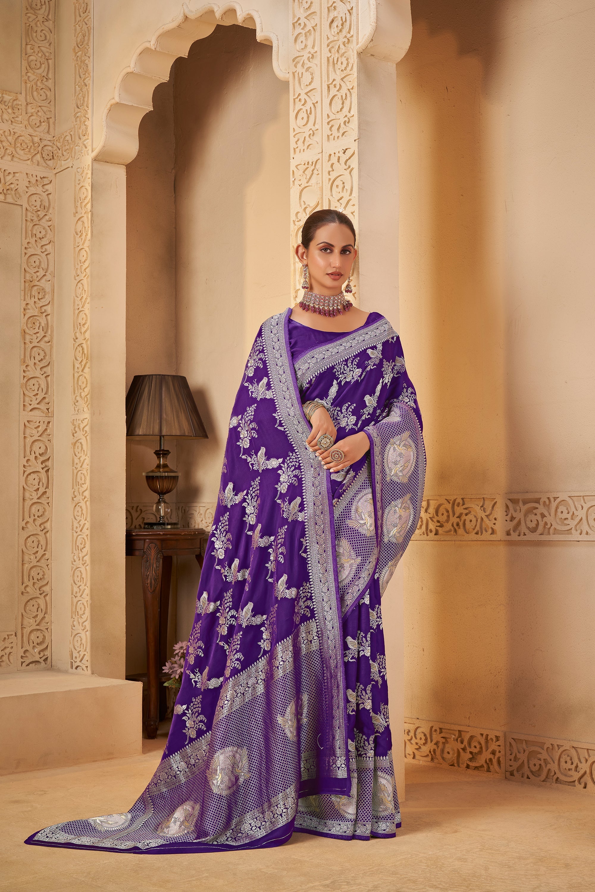Imperial Violet Saree – Graceful, Glamorous & Timeless - Yugo