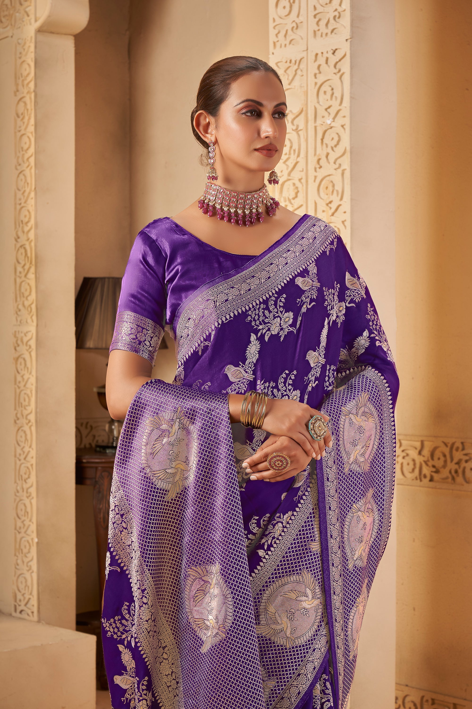 Imperial Violet Saree – Graceful, Glamorous & Timeless - Yugo