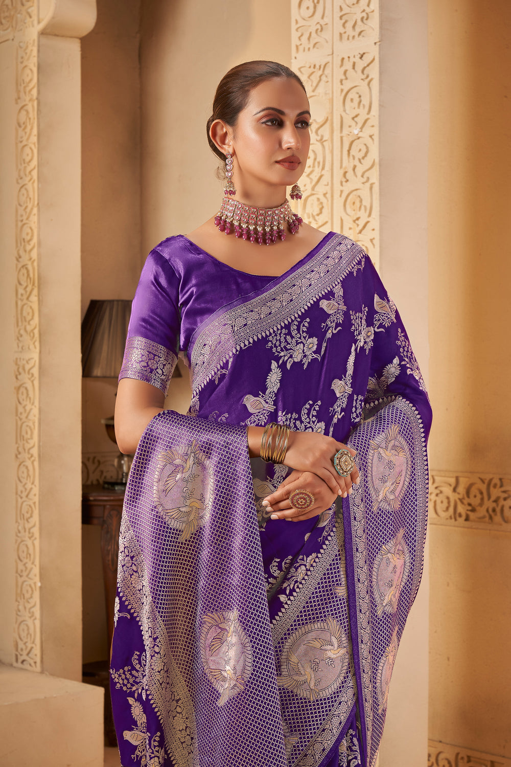 Imperial Violet Saree – Graceful, Glamorous & Timeless - Yugo