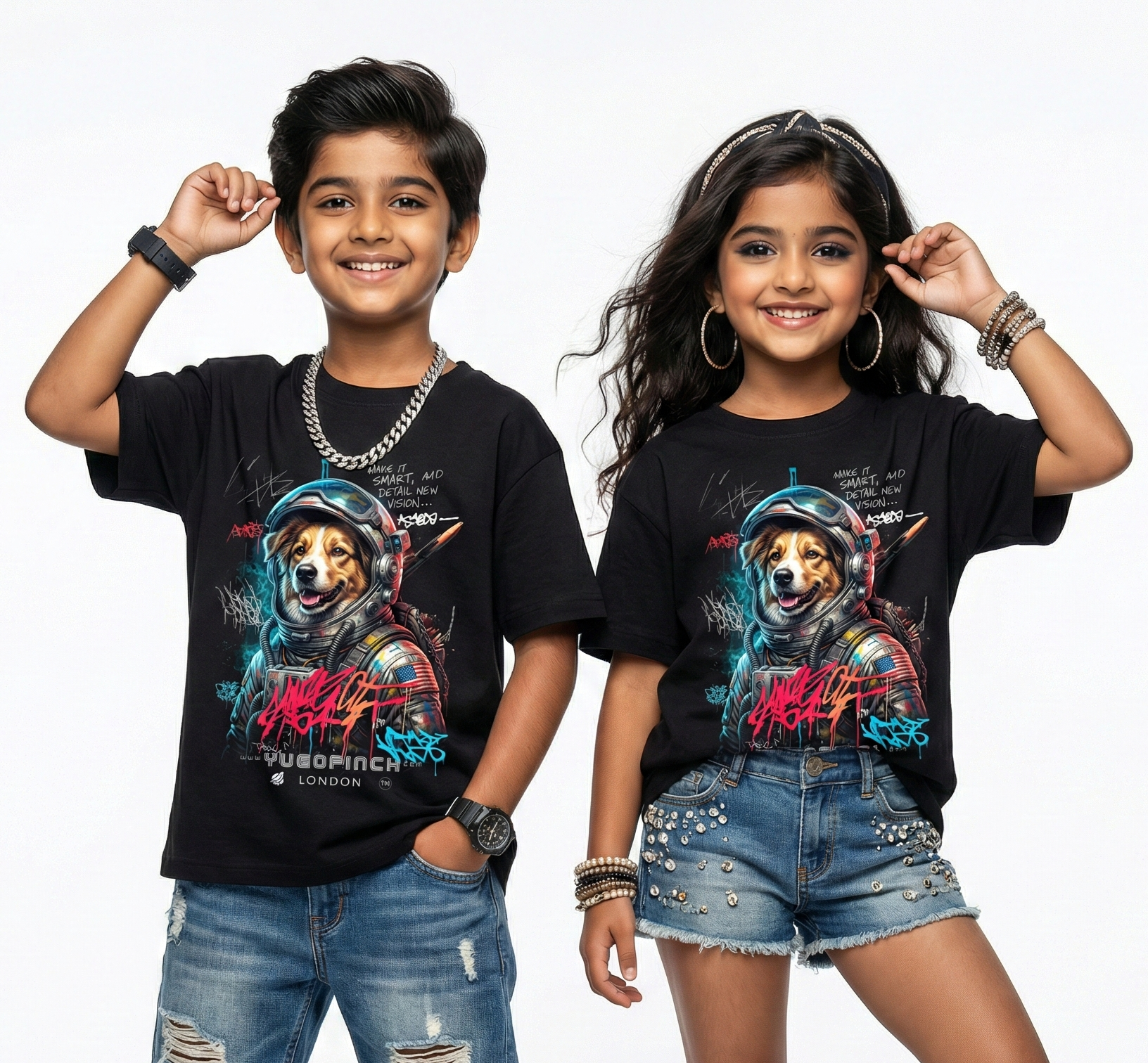 Unisex Crew Neck Kids Cat T-Shirt - 1 month to 13 years - 10 colors