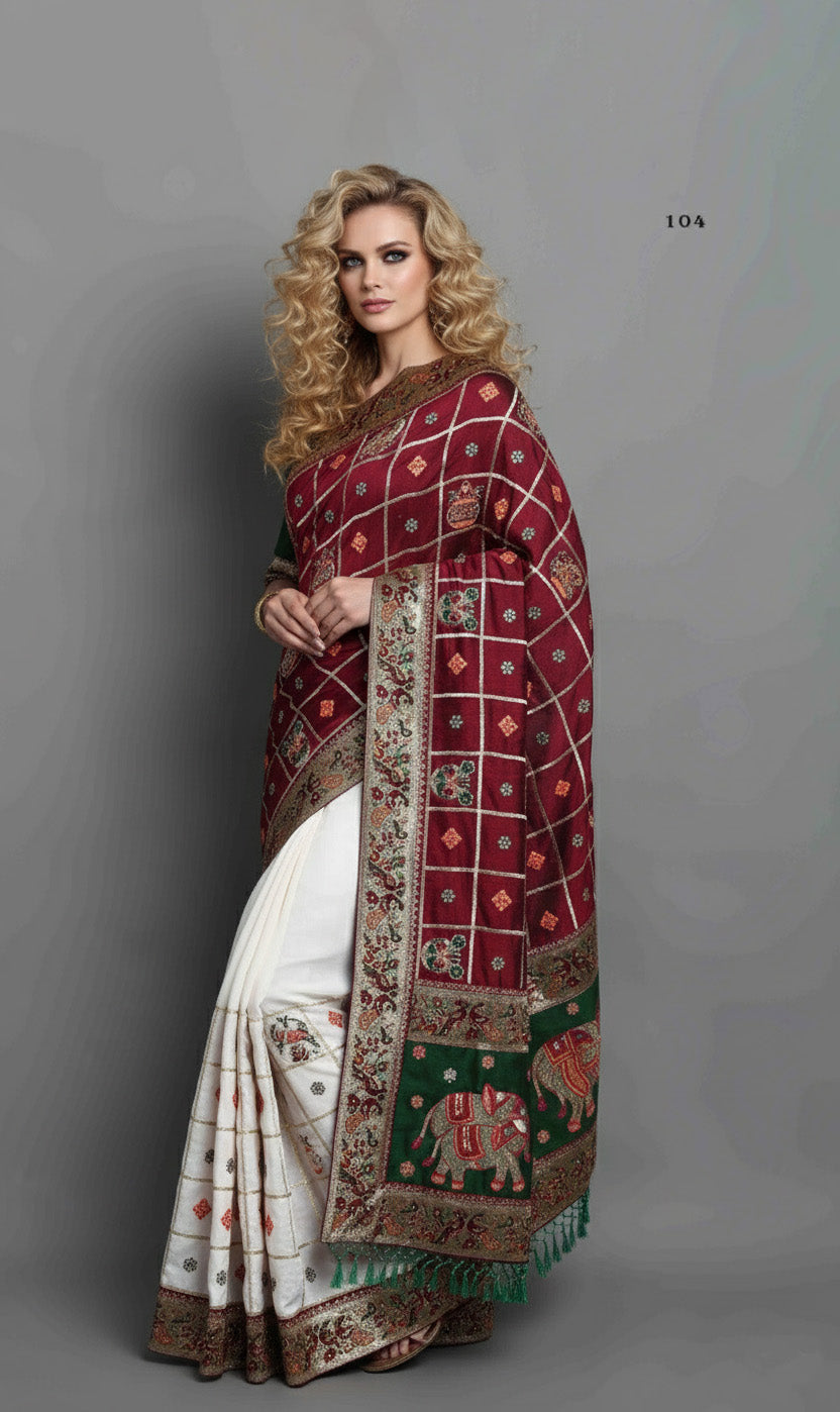 Women's Handcrafted Saree & Blouse Set - Semi Stitched